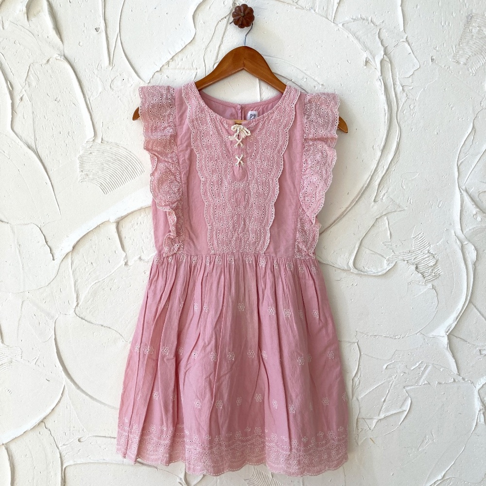 GAP Kids Pink Cream Eyelet Ruffle Dress - XL/12
